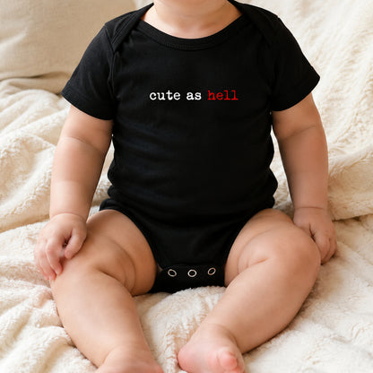 Cute As Hell Baby Vest | Alternative Black Baby Bodysuit | Goth Punk Baby Clothes | Alternative Baby Gift 🌹
