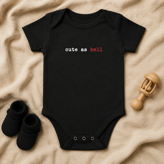 Cute As Hell Baby Vest | Alternative Black Baby Bodysuit | Goth Punk Baby Clothes | Alternative Baby Gift 🌹