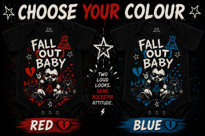 Fall Out Baby Vest | Red or Blue Rock Baby Bodysuit | Alternative Baby Bands Outfit | Choose One or Both ❤️💙