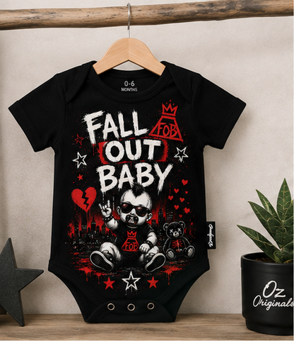 Fall Out Baby Vest | Red or Blue Rock Baby Bodysuit | Alternative Baby Bands Outfit | Choose One or Both ❤️💙