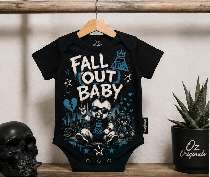 Fall Out Baby Vest | Red or Blue Rock Baby Bodysuit | Alternative Baby Bands Outfit | Choose One or Both ❤️💙