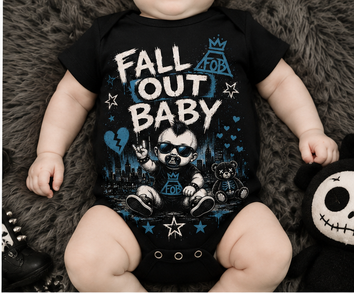 Fall Out Baby Vest | Red or Blue Rock Baby Bodysuit | Alternative Baby Bands Outfit | Choose One or Both ❤️💙