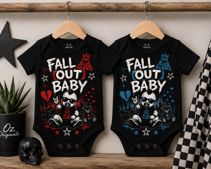 Fall Out Baby Vest | Red or Blue Rock Baby Bodysuit | Alternative Baby Bands Outfit | Choose One or Both ❤️💙