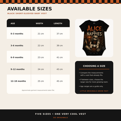 Alice in Nappies Baby Vest | Alice in Chains Inspired Rock Baby Bodysuit | Alternative Baby Clothes 🧡 ⛓️