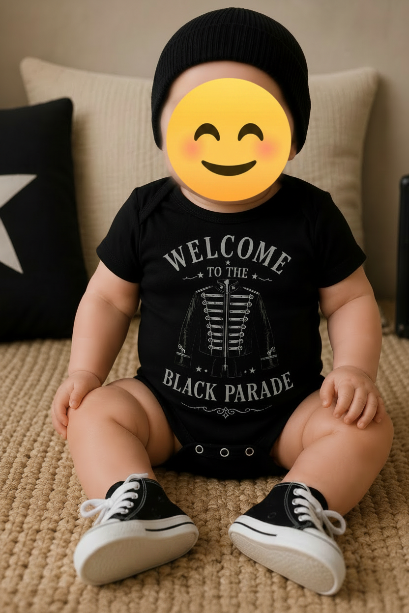 My Chemical Nappy Baby Vest | My Chemical Romance Inspired Emo Baby Bodysuit | Alternative Baby Clothes 🖤🩶