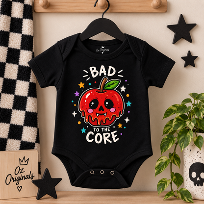 Bad to the Core Halloween Baby Vest – Alternative Skull Apple Baby Bodysuit 🍎