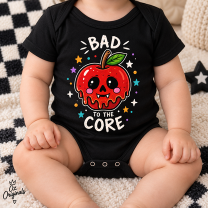 Bad to the Core Halloween Baby Vest – Alternative Skull Apple Baby Bodysuit 🍎