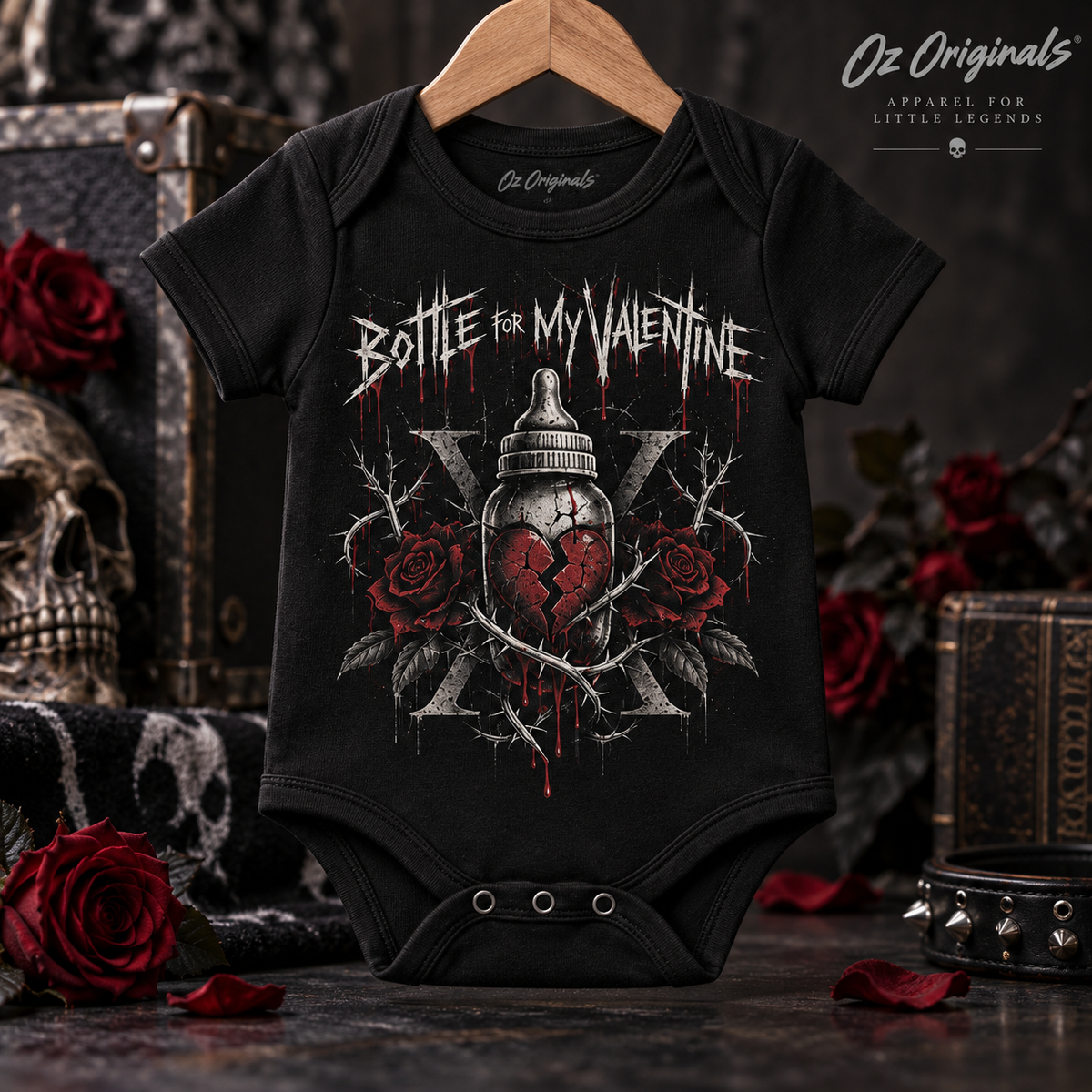 Bottle for My Valentine Baby Vest | Bullet for My Valentine Inspired Baby Clothing | Alternative Metal Baby Vest