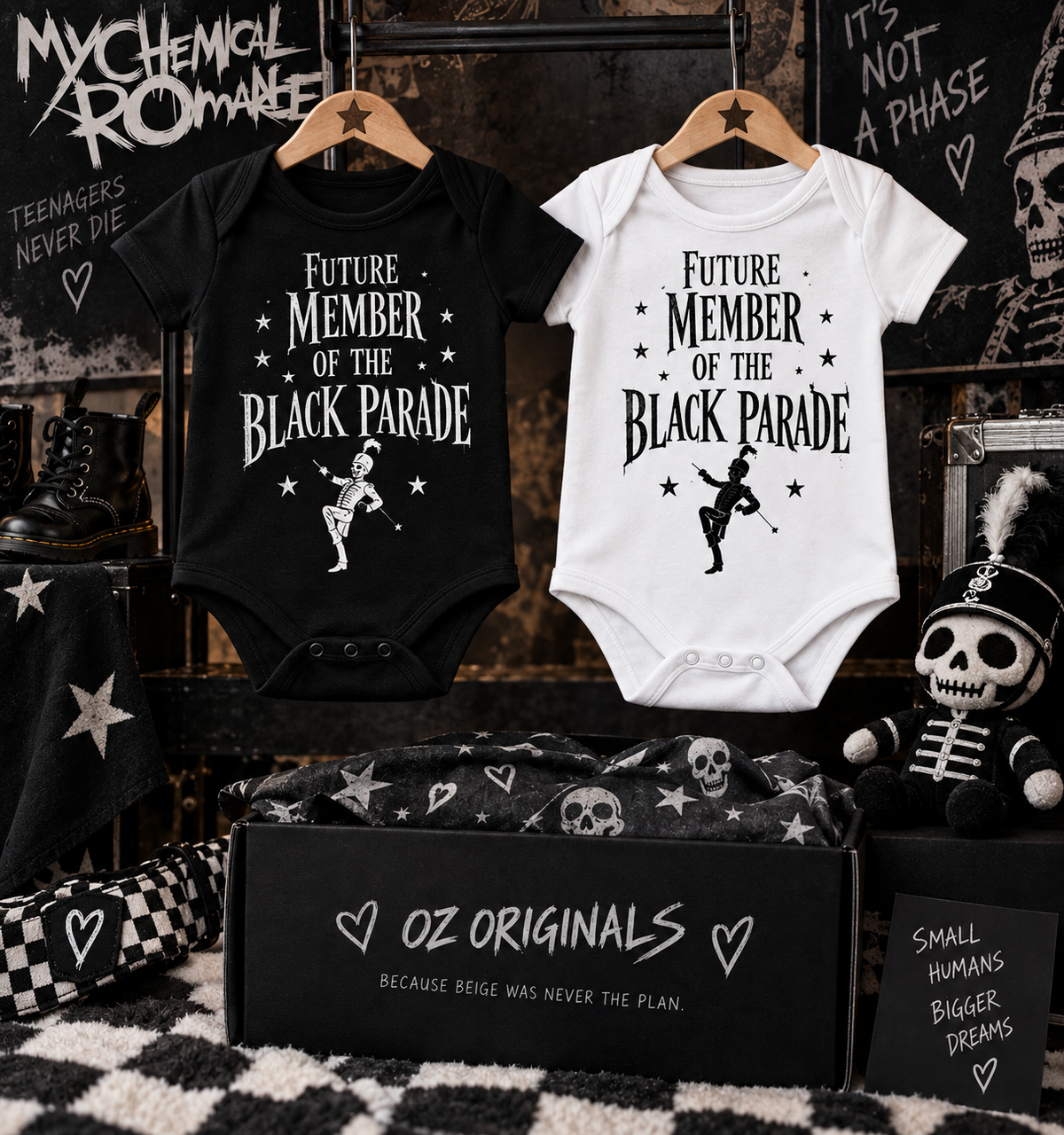 Future Member of the Black Parade Baby Vest | Black or White | Alternative Baby Clothes UK.