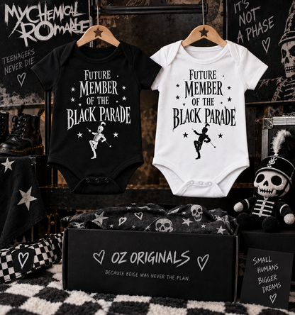 Future Member of the Black Parade Baby Vest | Black or White | Alternative Baby Clothes UK.