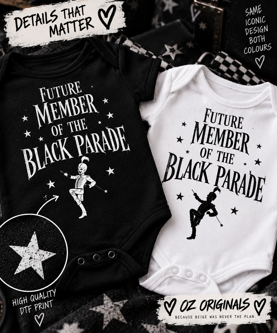 Future Member of the Black Parade Baby Vest | Black or White | Alternative Baby Clothes UK.