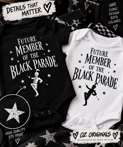 Future Member of the Black Parade Baby Vest | Black or White | Alternative Baby Clothes UK.