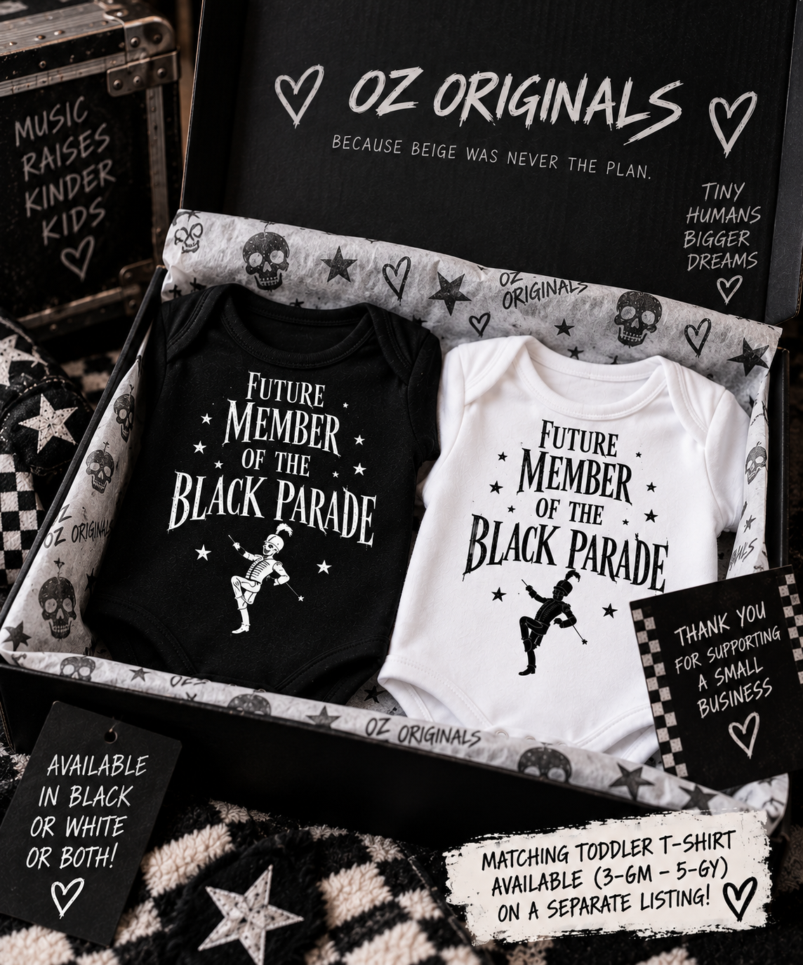 Future Member of the Black Parade Baby Vest | Black or White | Alternative Baby Clothes UK.