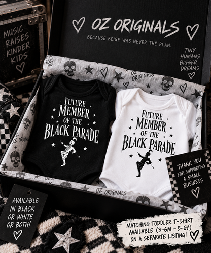 Future Member of the Black Parade Baby Vest | Black or White | Alternative Baby Clothes UK.